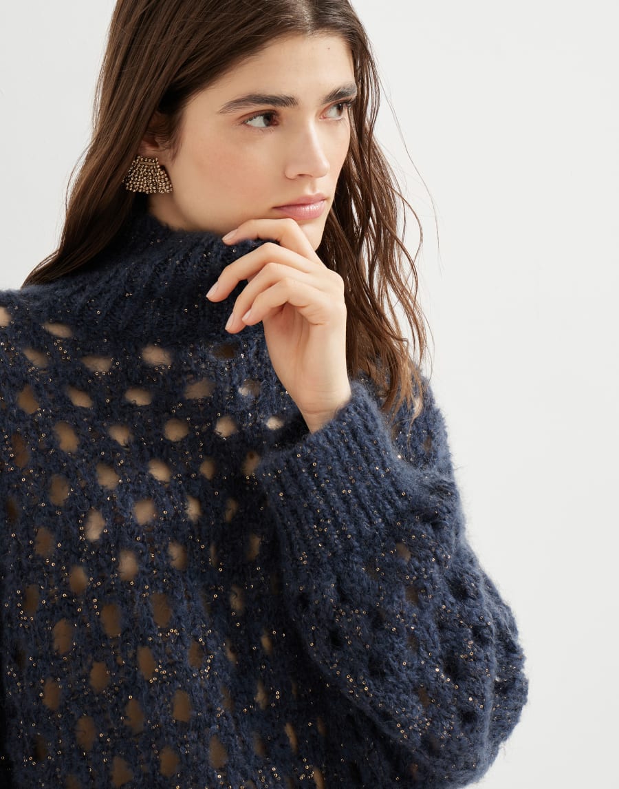 Dazzling Net sweater Navy Blue Woman - Brunello Cucinelli