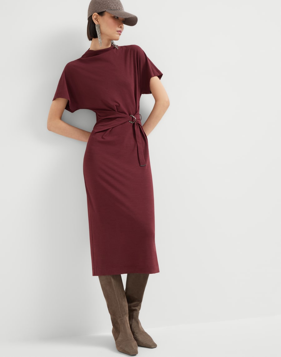 Платье Wrap Belt Амарант Женщина - Brunello Cucinelli
