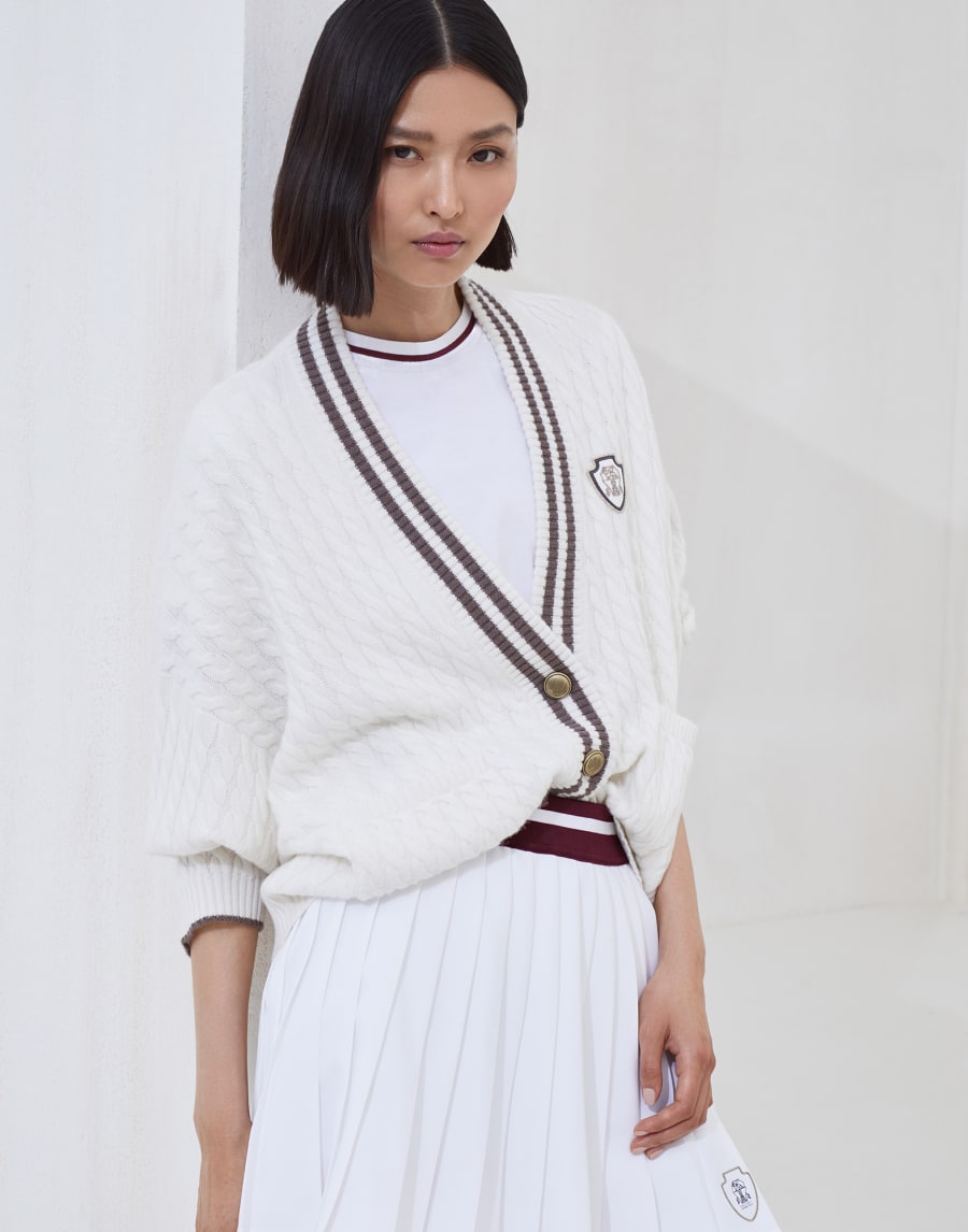 Cashmere cardigan with logo Panama Woman - Brunello Cucinelli