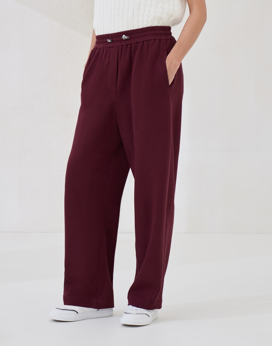 Pantalone Track in piquet Amaranto Donna - Brunello Cucinelli