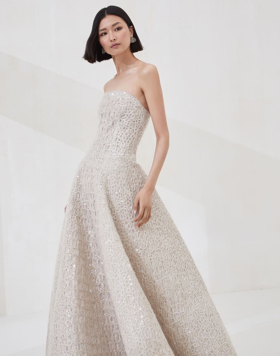 Vestido Dazzling Croc Embroidery Beige Claro Mujer - Brunello Cucinelli