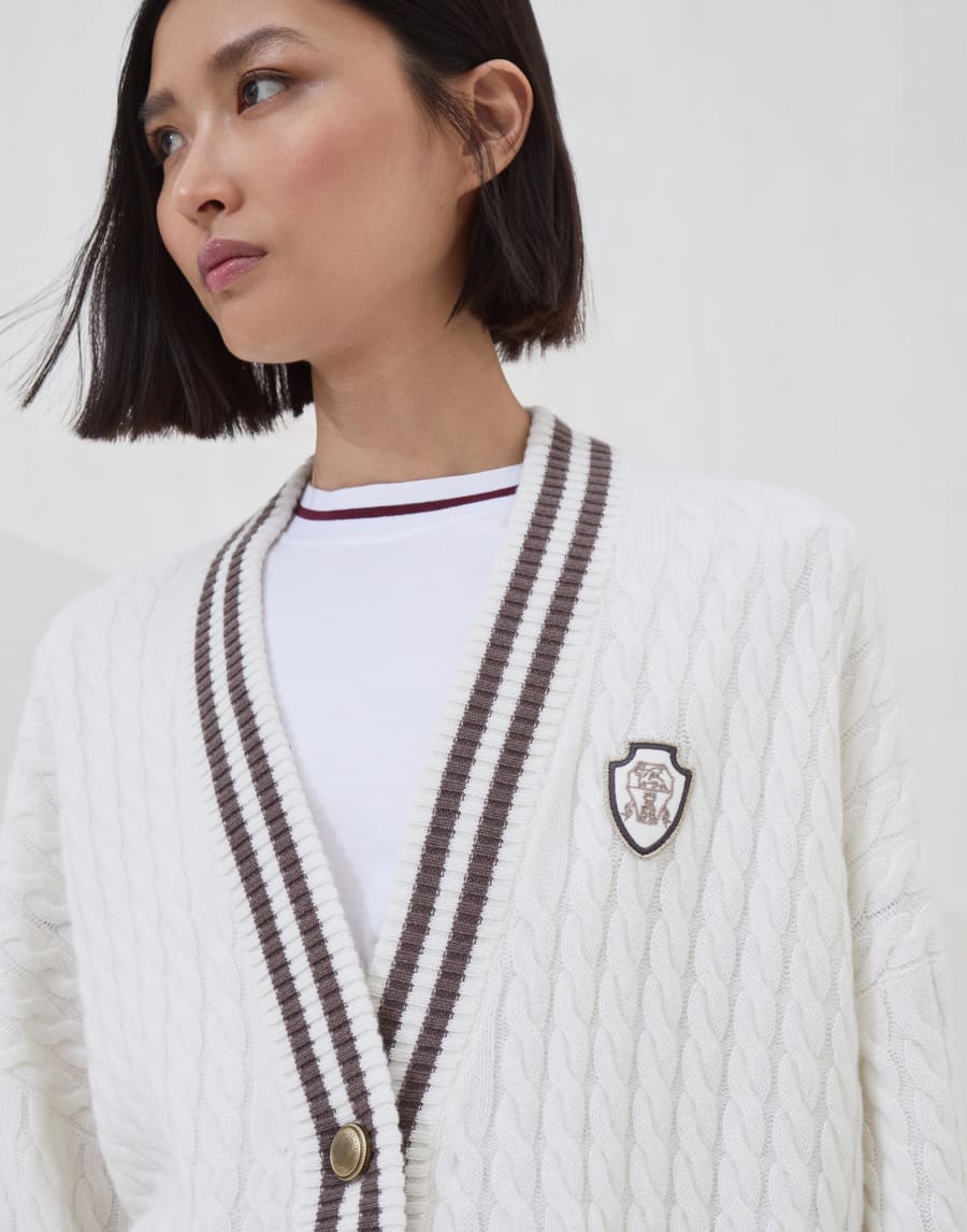 Cashmere cardigan with logo Panama Woman - Brunello Cucinelli