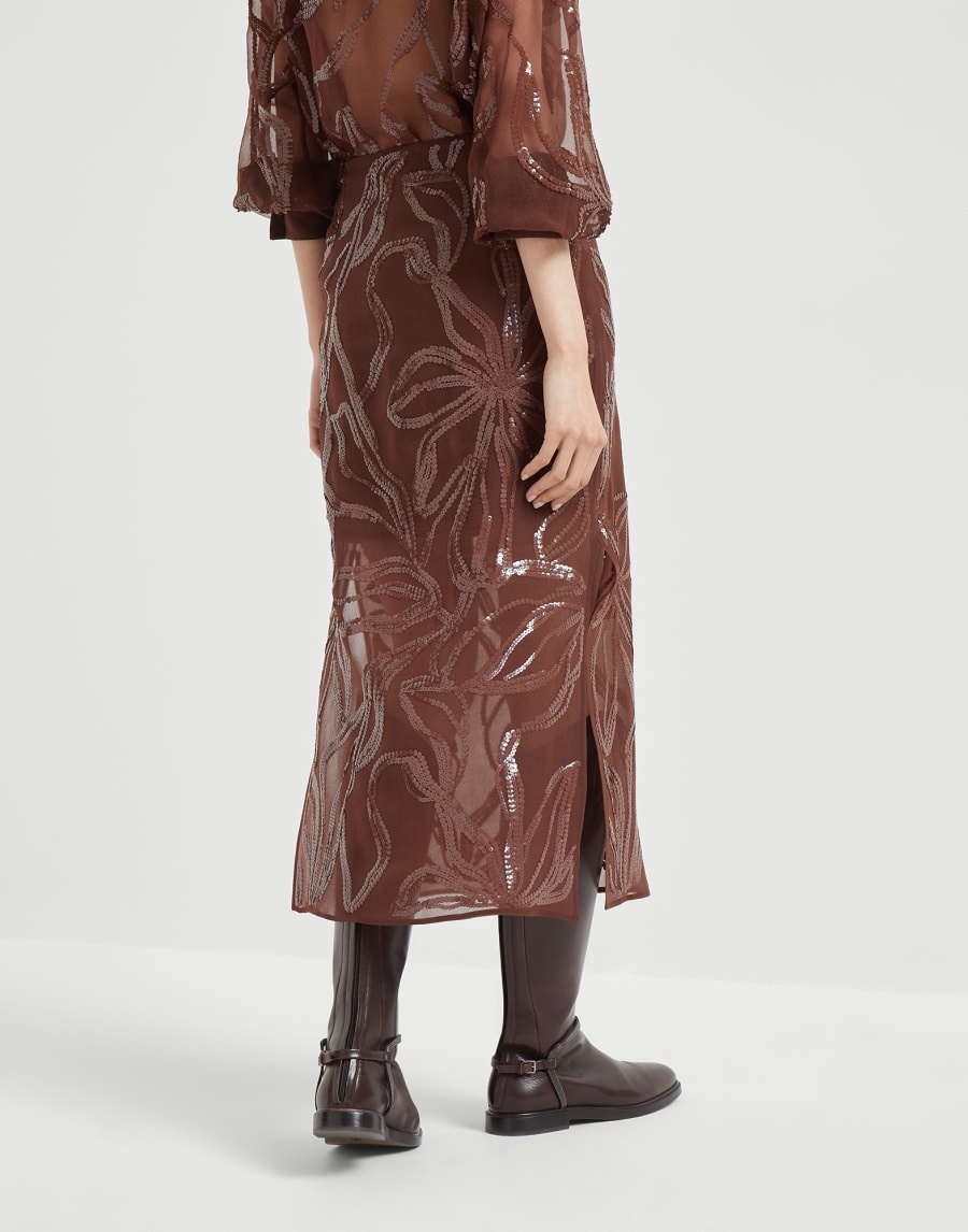 Skirt with dazzling floral embroidery Henna Woman - Brunello Cucinelli