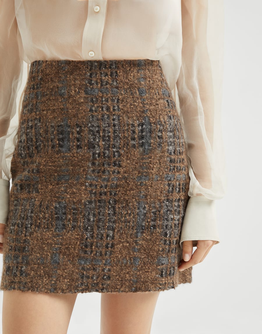 Mini skirt with Prince of Wales embroidery Multicoloured Woman - Brunello Cucinelli