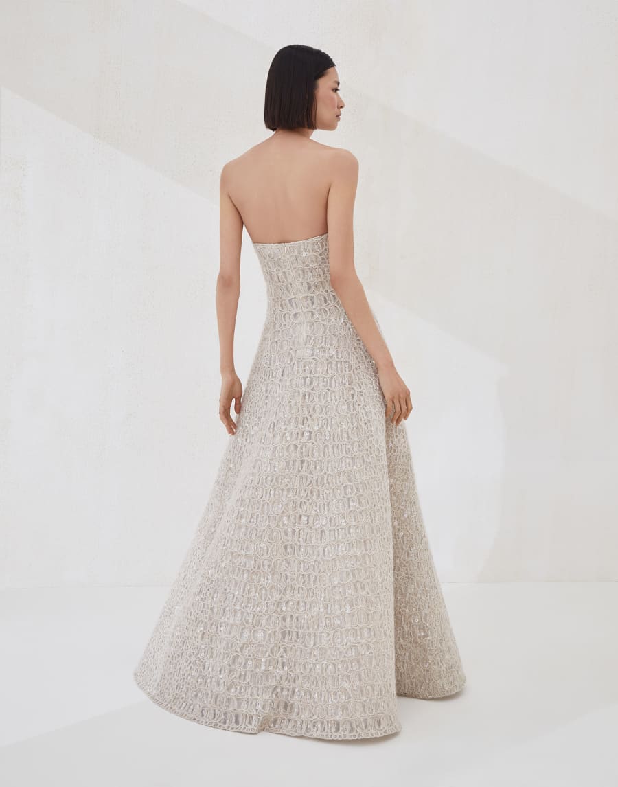 Dazzling croc embroidery dress Cool Beige Woman - Brunello Cucinelli