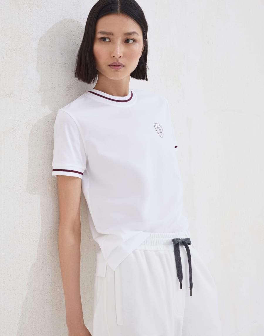 Jersey T-shirt with logo White Woman - Brunello Cucinelli