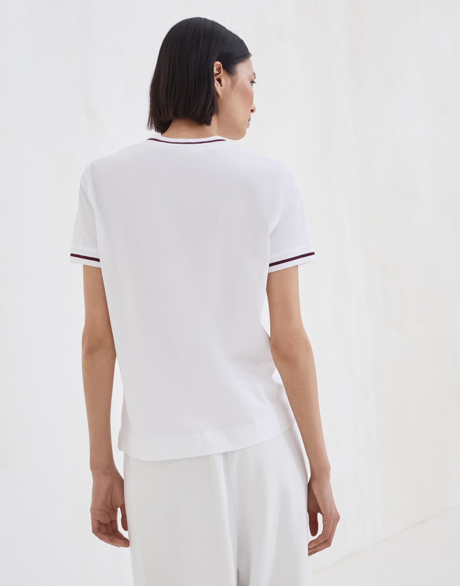 带商标平纹针织T恤衫 白色 女款 - Brunello Cucinelli