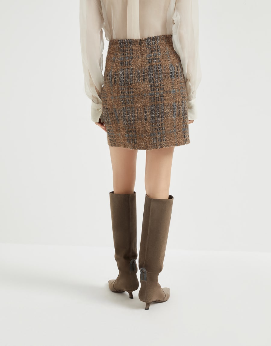 Mini skirt with Prince of Wales embroidery Multicoloured Woman - Brunello Cucinelli