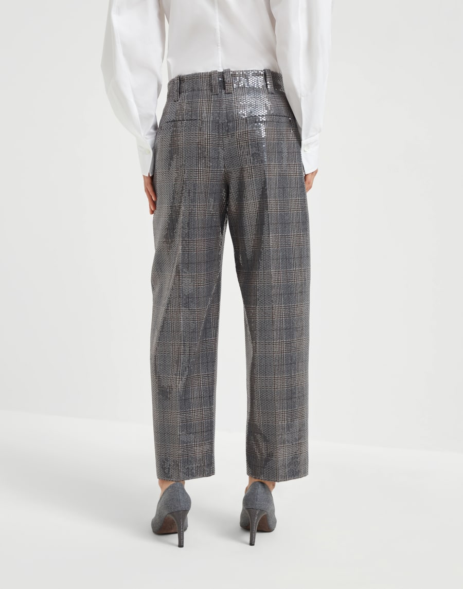 Prince of Wales trousers with embroidery Anthracite Woman - Brunello Cucinelli