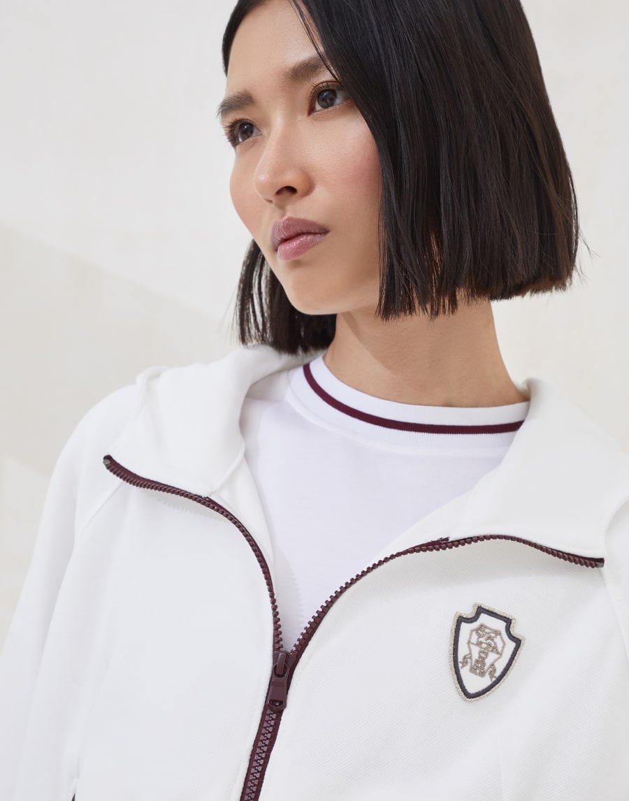 Pique Sweatshirt with logo White Woman - Brunello Cucinelli