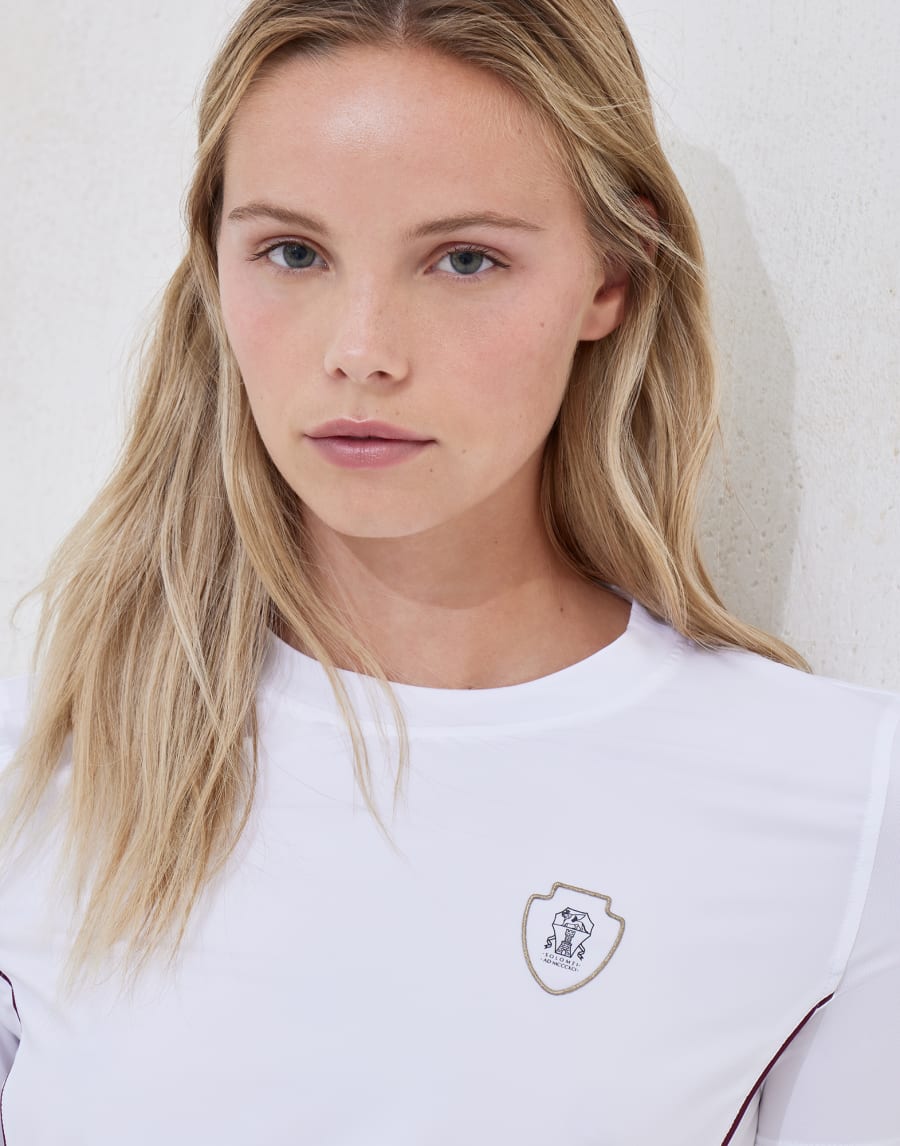 T-Shirt aus Jersey mit Logo Weiß Damen - Brunello Cucinelli