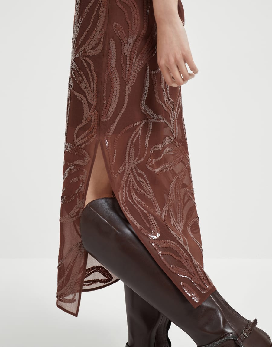 Skirt with dazzling floral embroidery Henna Woman - Brunello Cucinelli