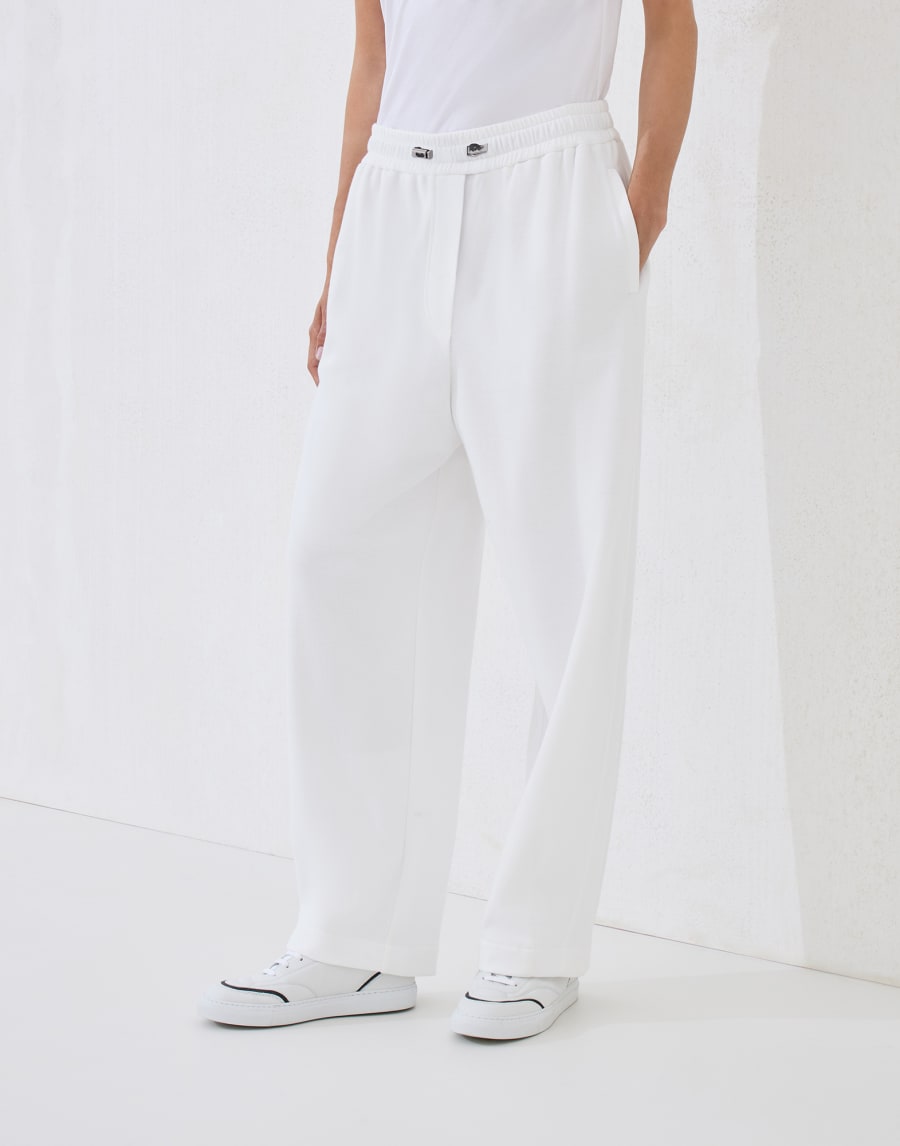Pique Track trousers White Woman - Brunello Cucinelli
