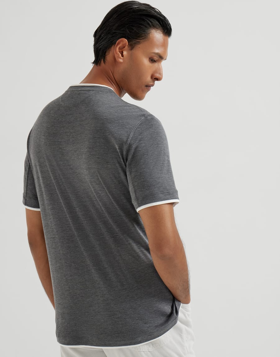 T-shirt with faux-layering Medium Grey Man - Brunello Cucinelli