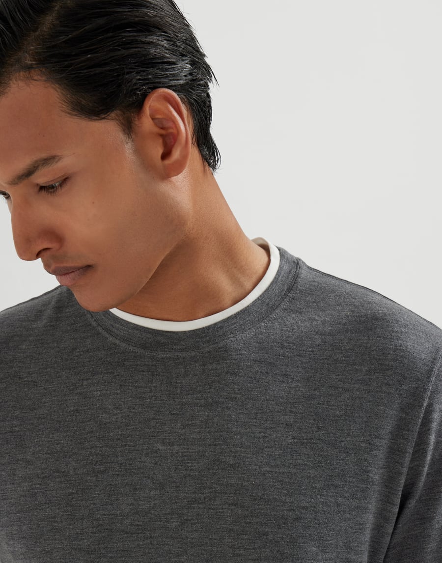 T-shirt with faux-layering Medium Grey Man - Brunello Cucinelli