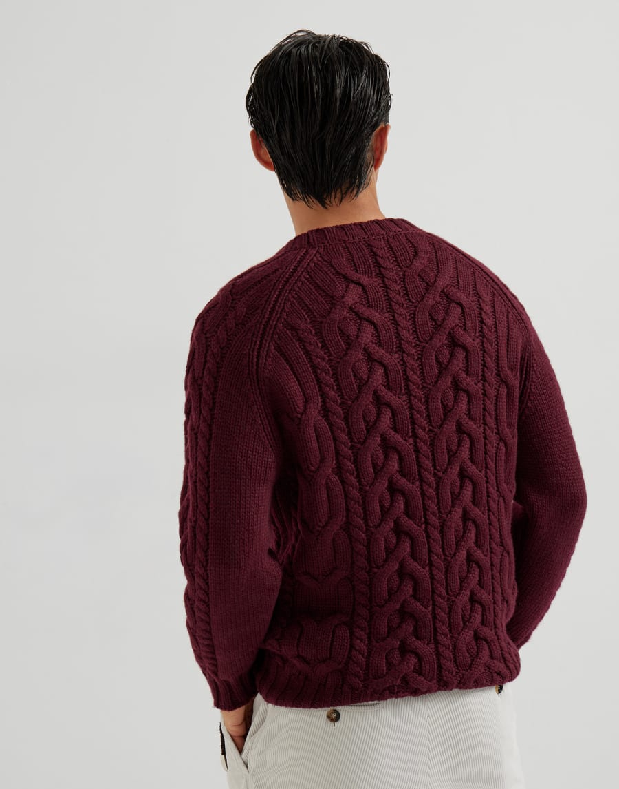 케이블 니트 버건디 남성 - Brunello Cucinelli