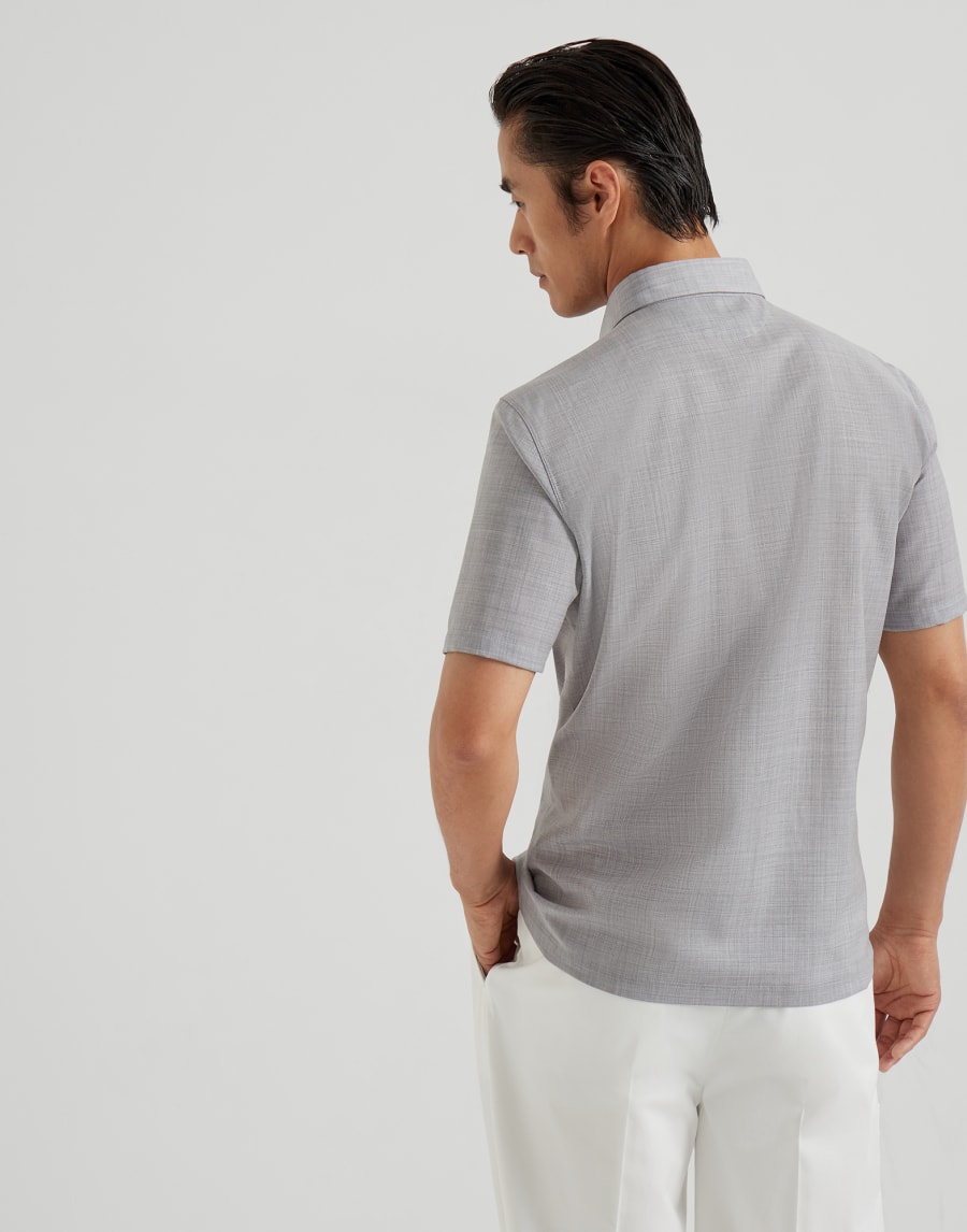 Poplin polo Pearl Grey Man - Brunello Cucinelli