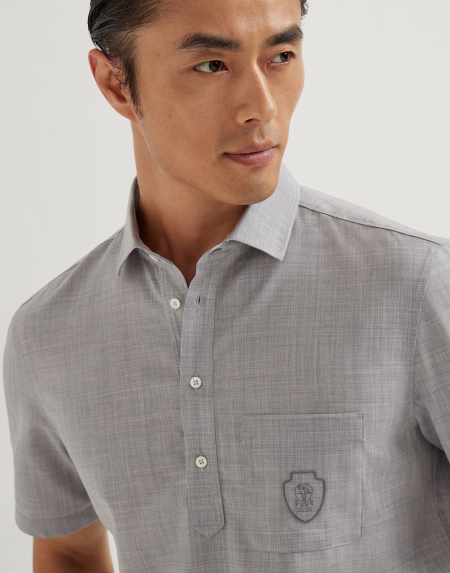 Poplin polo Pearl Grey Man - Brunello Cucinelli