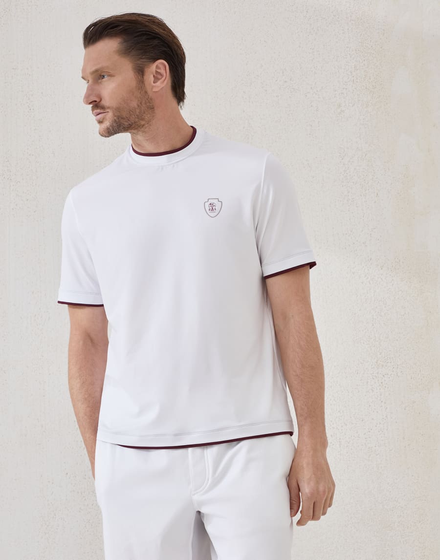 T-shirt with faux-layering White Man - Brunello Cucinelli