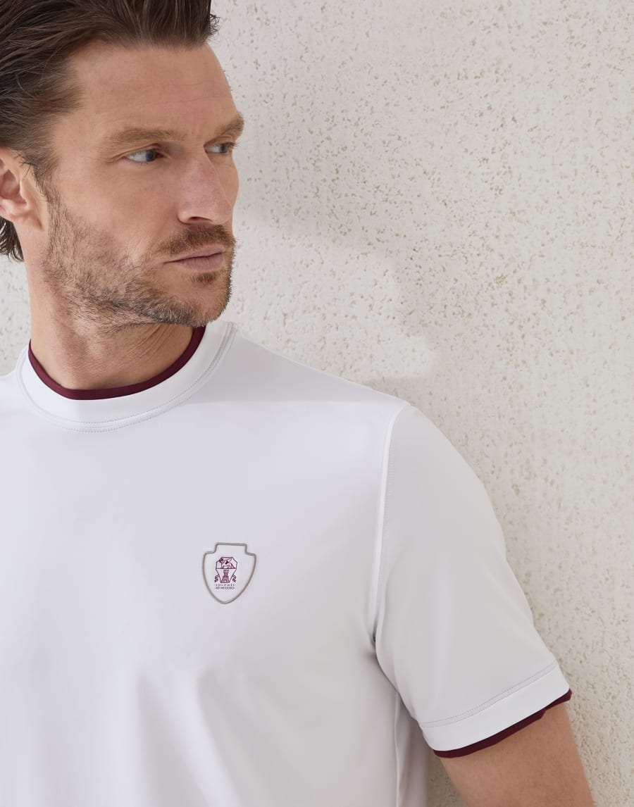 T-shirt with faux-layering White Man - Brunello Cucinelli