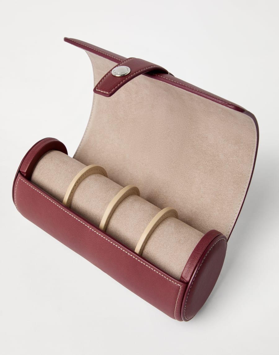 Calfskin watch case Burgundy Man - Brunello Cucinelli