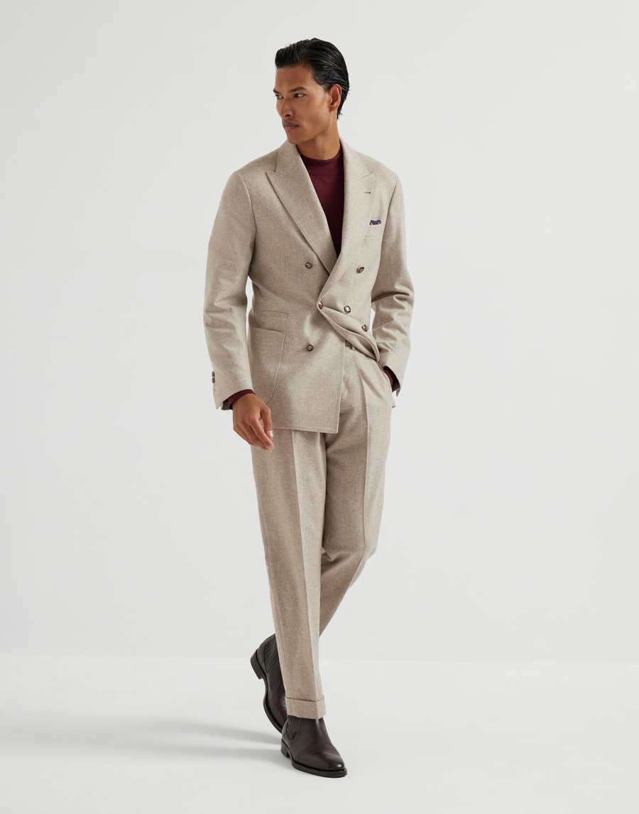 Flannel Leisure fit suit Beige Man - Brunello Cucinelli