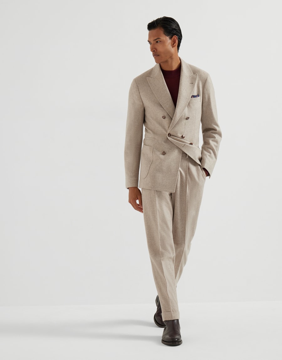 Flannel Leisure fit suit Beige Man - Brunello Cucinelli