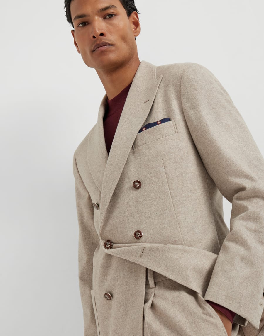 Flannel Leisure fit suit Beige Man - Brunello Cucinelli