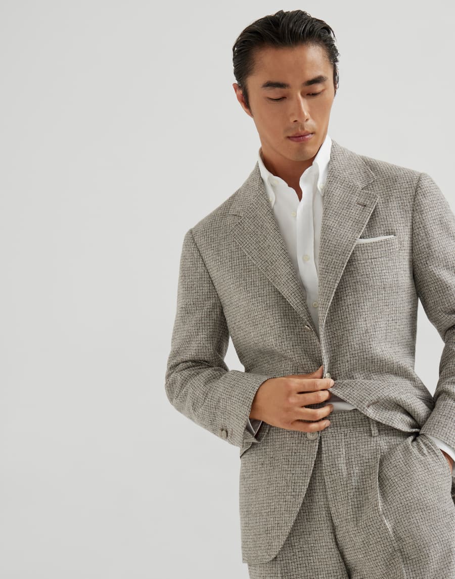 解构设计骑士夹克 棕色 男款 - Brunello Cucinelli