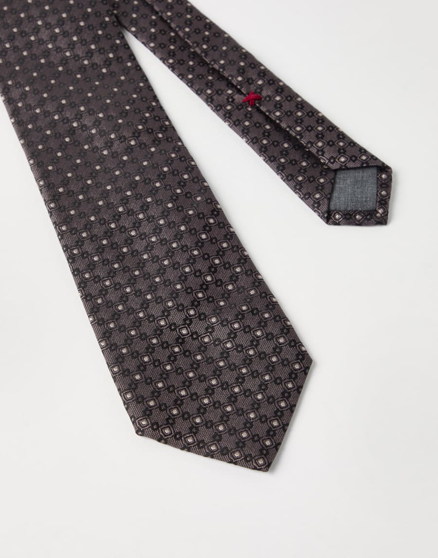 Necktie with jacquard pattern Hazelnut Man - Brunello Cucinelli