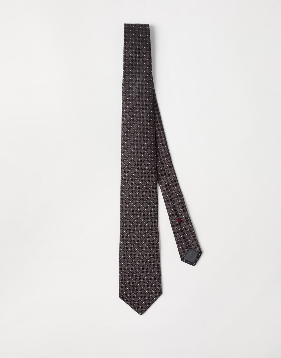 Necktie with jacquard pattern Hazelnut Man - Brunello Cucinelli