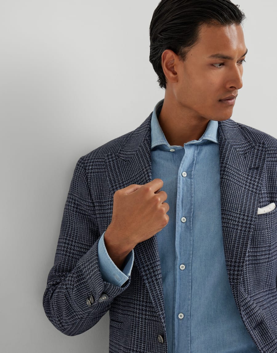 Chaqueta deconstruida Príncipe de Gales Denim Hombre - Brunello Cucinelli