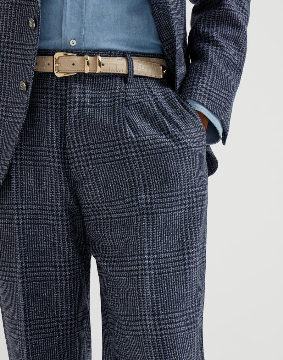 Leisure fit trousers with double pleats Denim Man - Brunello Cucinelli