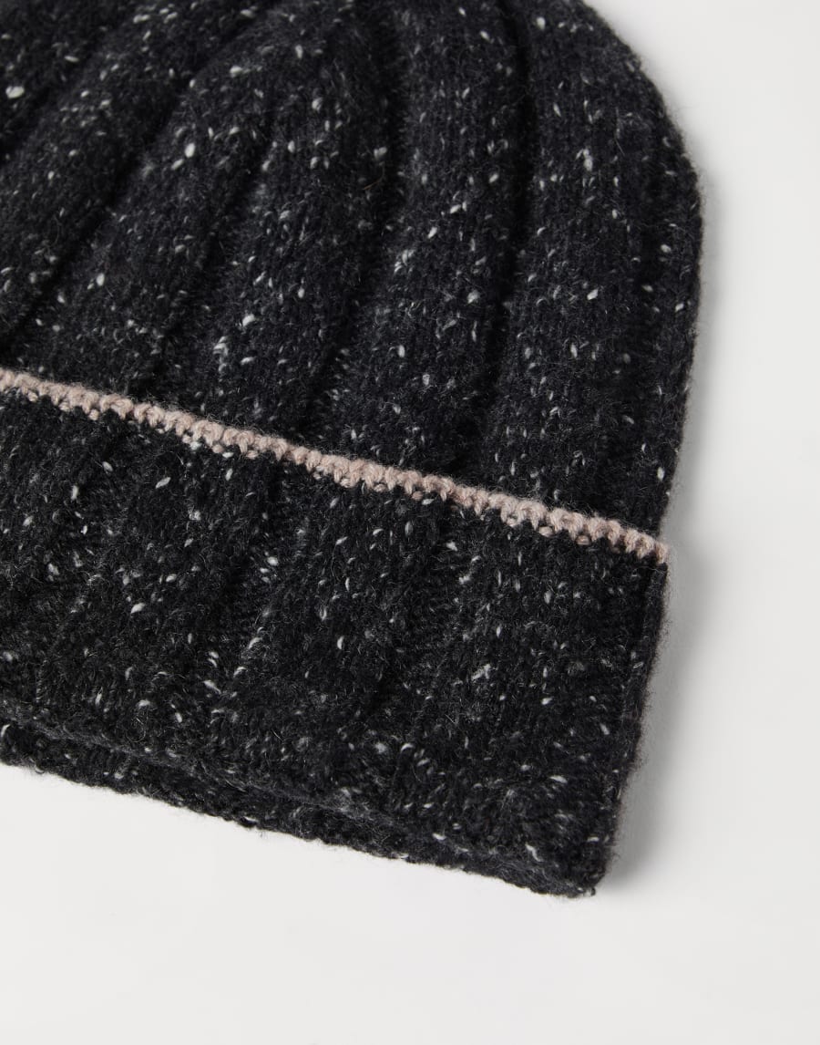 Cashmere rib knit beanie Anthracite Man - Brunello Cucinelli