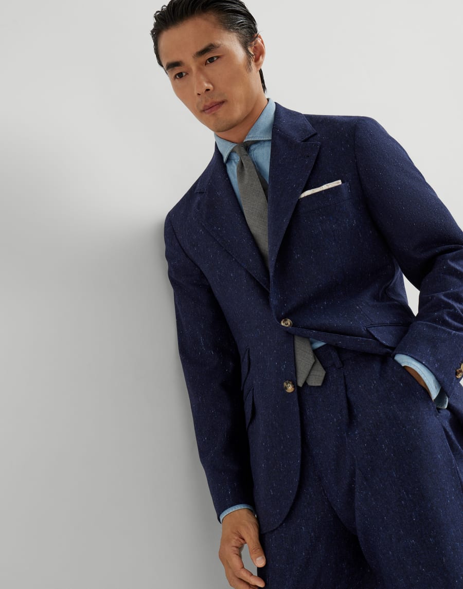 马术风板丝呢夹克 蓝宝石色 男款 - Brunello Cucinelli