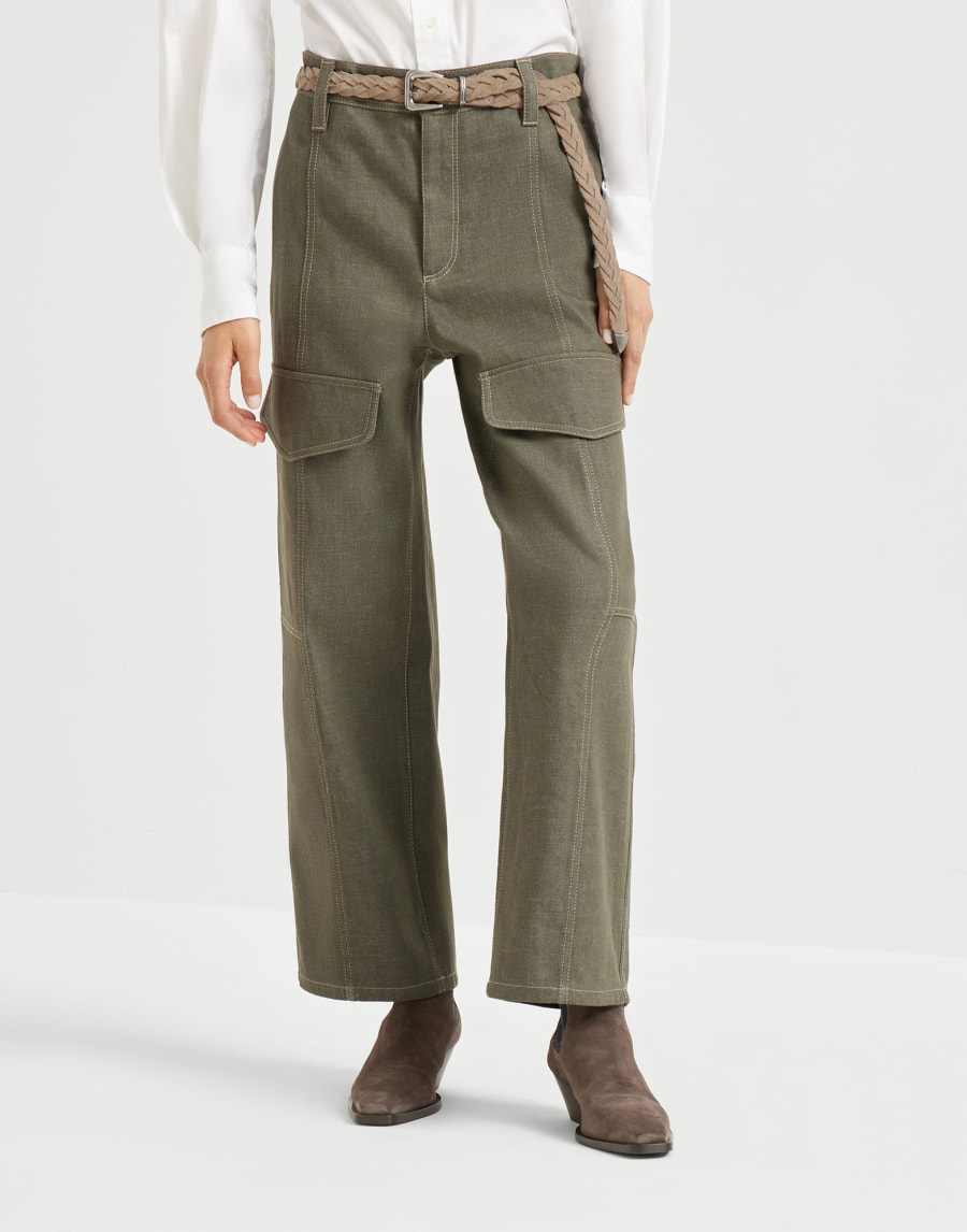スクエアカーゴトラウザーズ オリーブ レディース - Brunello Cucinelli