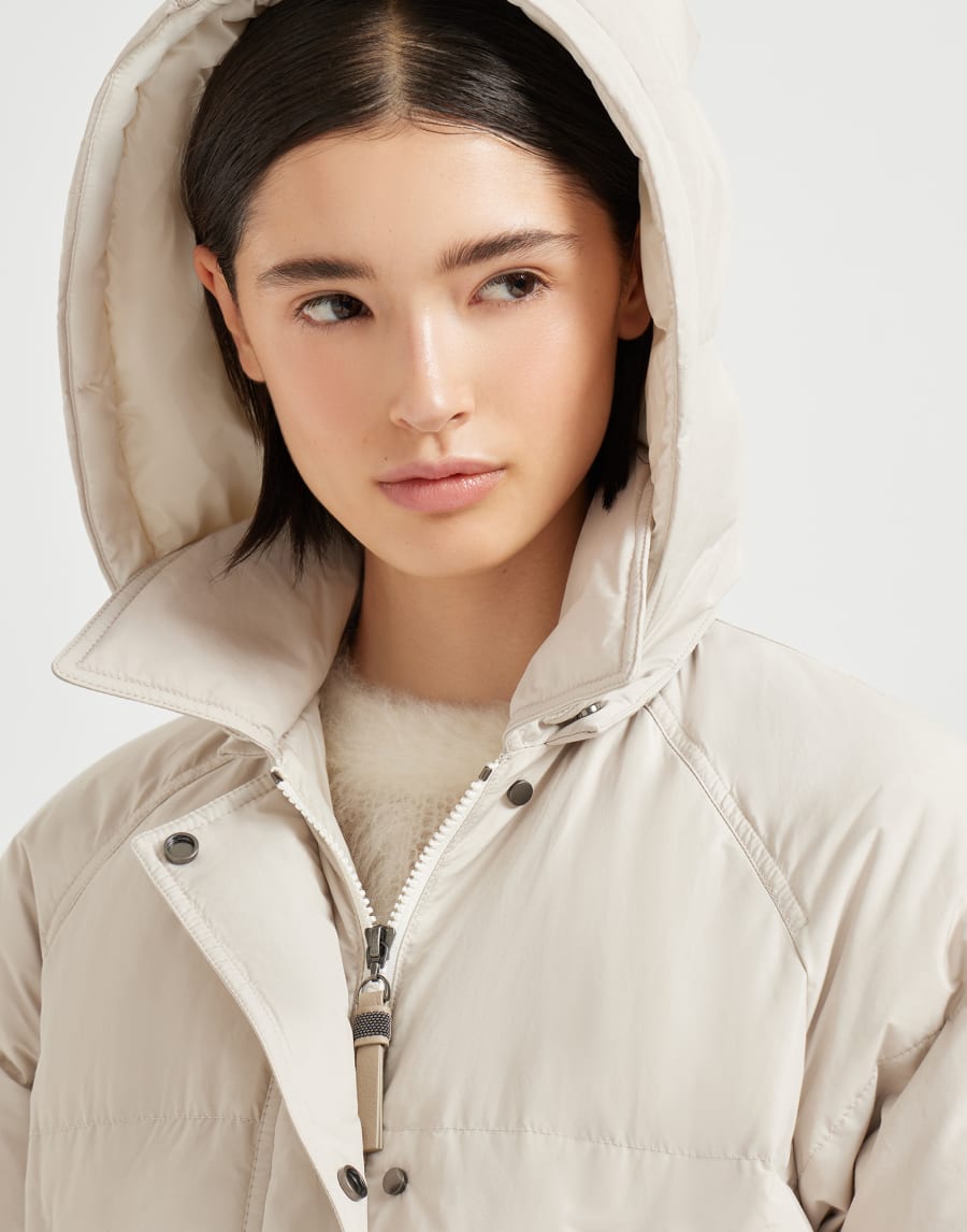 Daunenjacke aus wasserabweisendem Taft Hellgrau Damen - Brunello Cucinelli