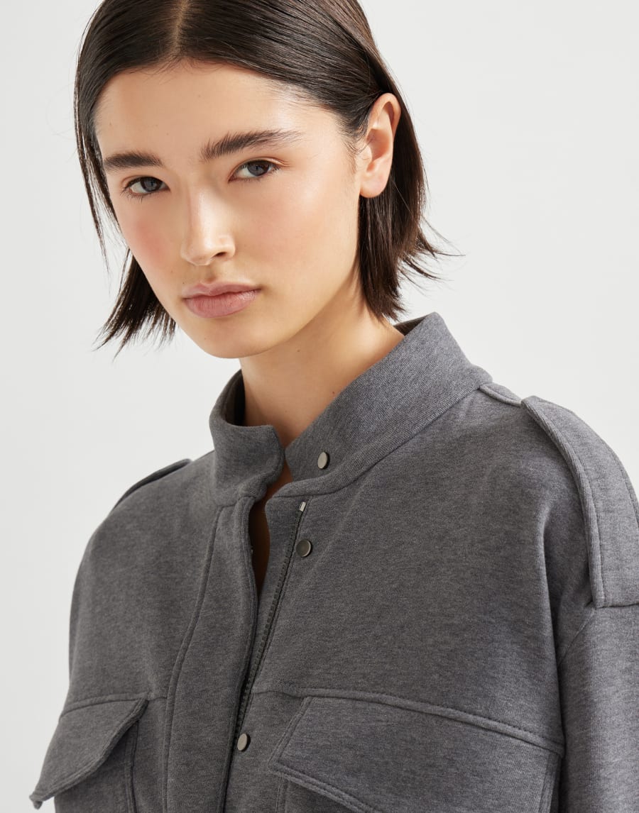 Smooth French terry cardigan-style top Lead Woman - Brunello Cucinelli