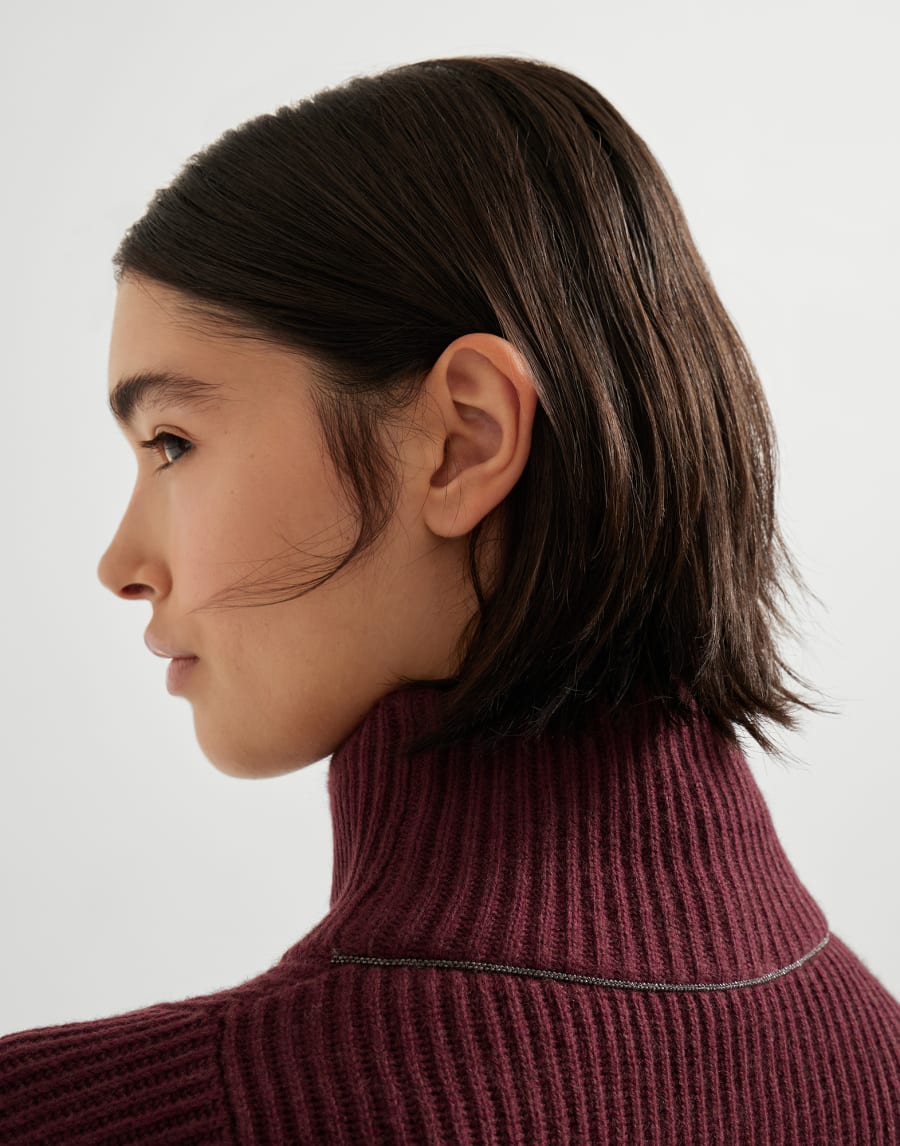 English rib knit dress Amaranth Woman - Brunello Cucinelli