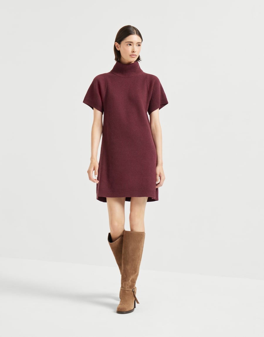 English rib knit dress Amaranth Woman - Brunello Cucinelli