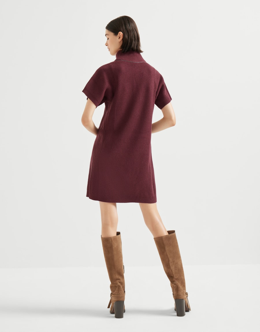 English rib knit dress Amaranth Woman - Brunello Cucinelli