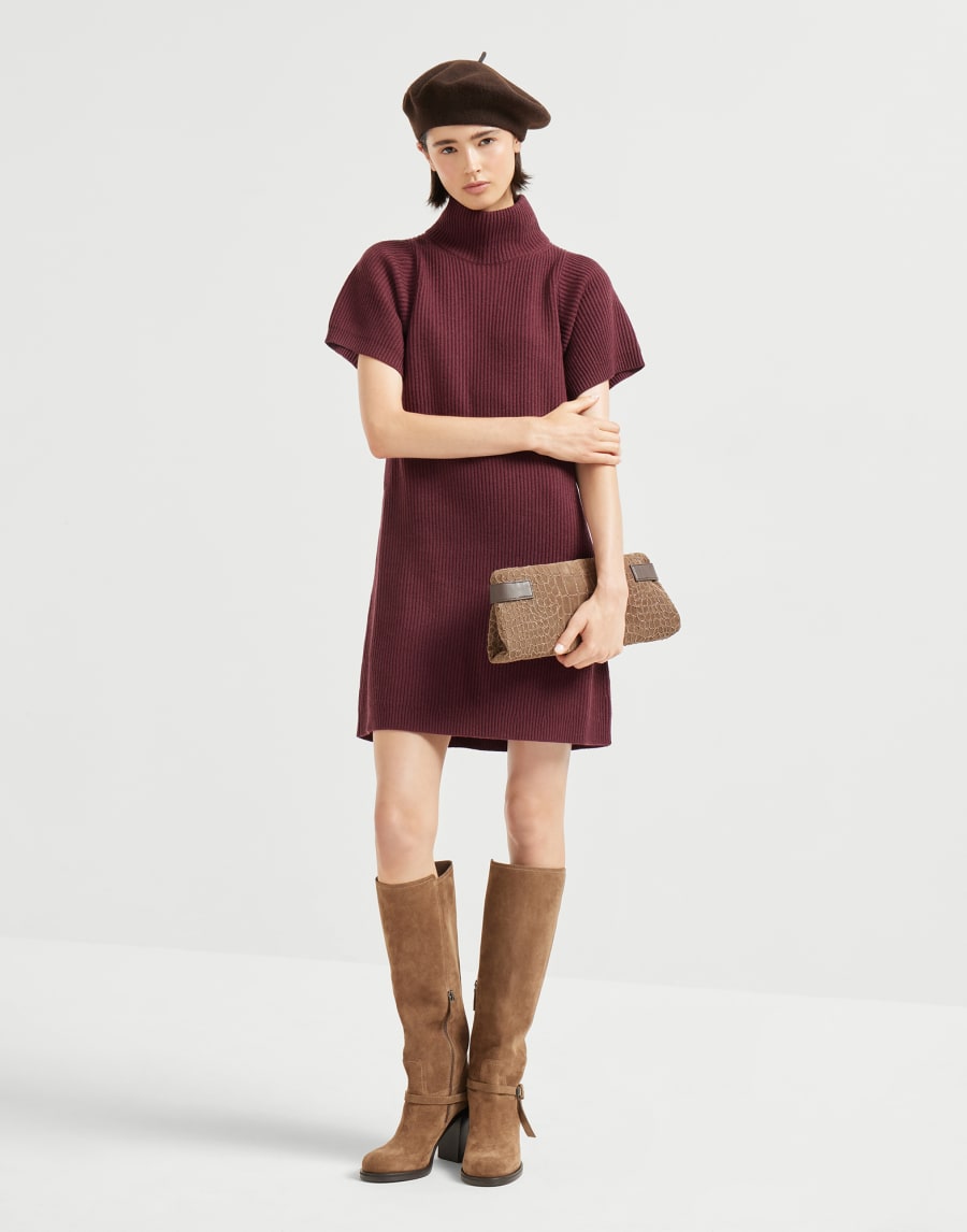 English rib knit dress Amaranth Woman - Brunello Cucinelli