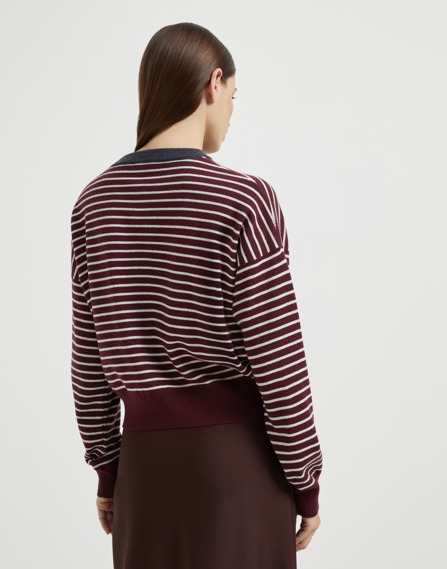 Striped cardigan Amaranth Woman - Brunello Cucinelli