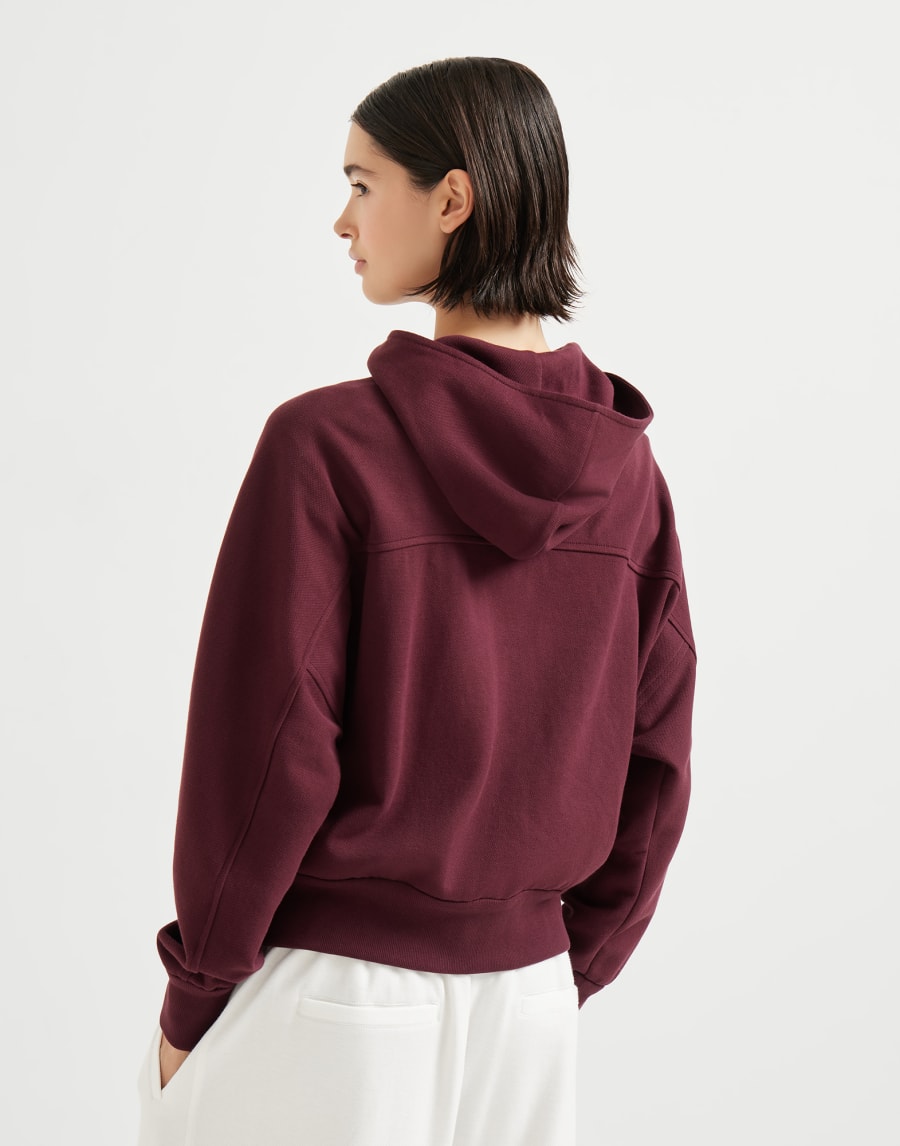 Pique Sweatshirt with logo Amaranth Woman - Brunello Cucinelli