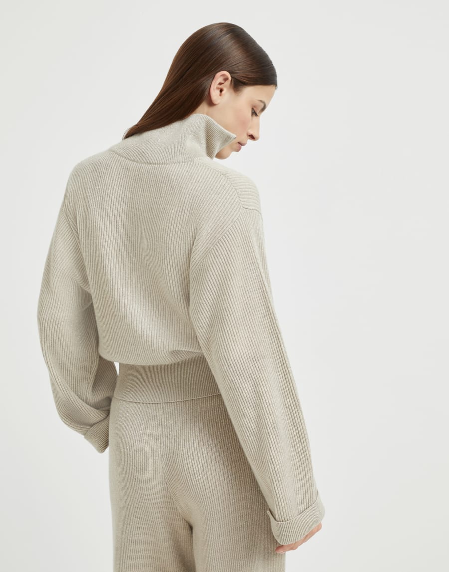 Sparkling cashmere cardigan Cool Beige Woman - Brunello Cucinelli