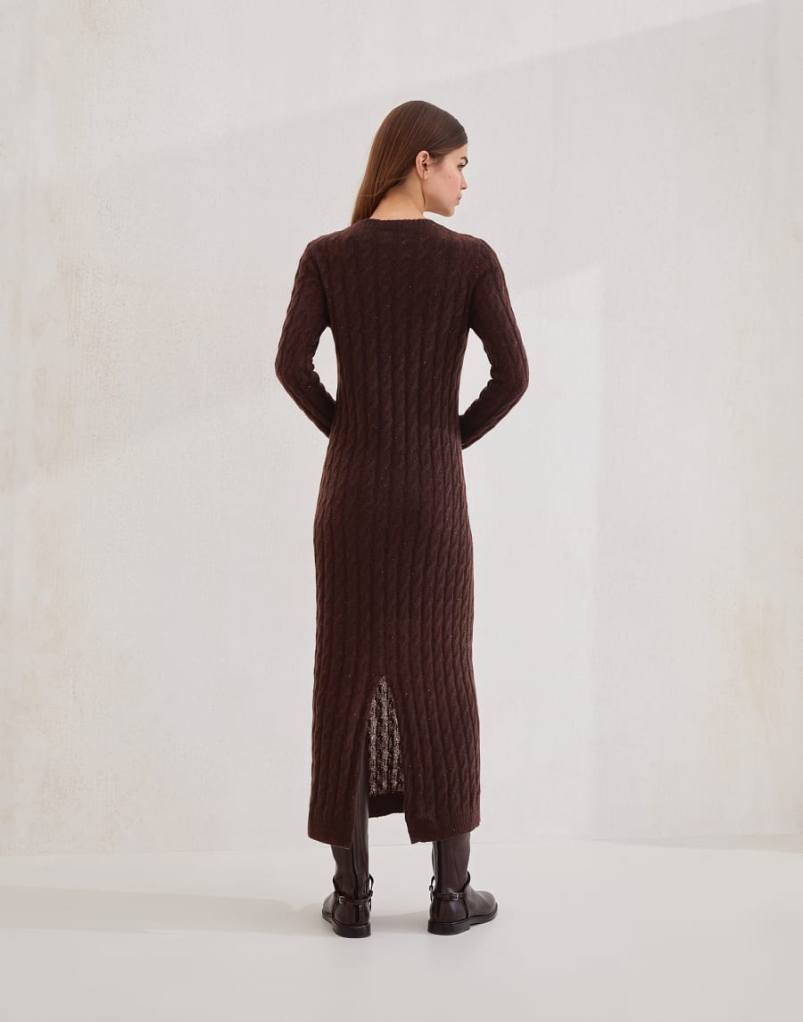 Dazzling cable knit dress Cocoa Woman - Brunello Cucinelli