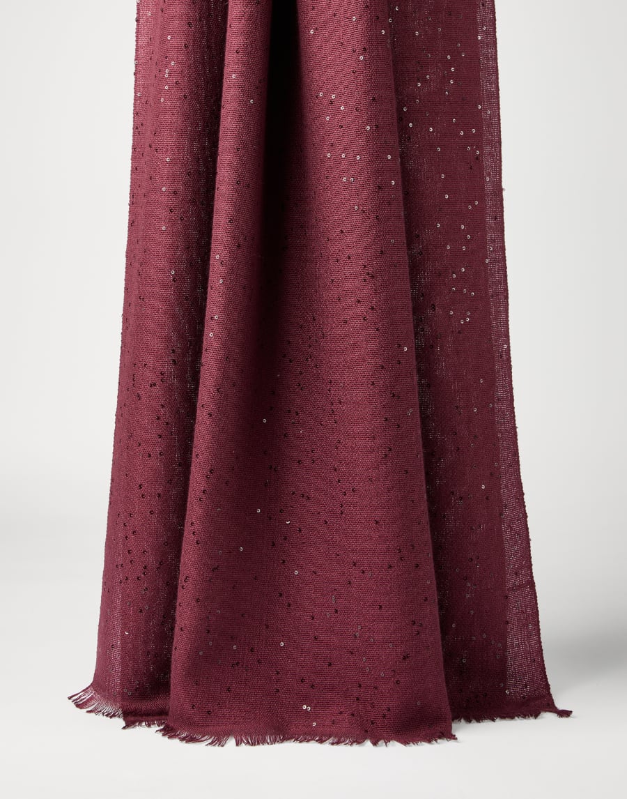 Cashmere and silk Diamond yarn scarf Amaranth Woman - Brunello Cucinelli