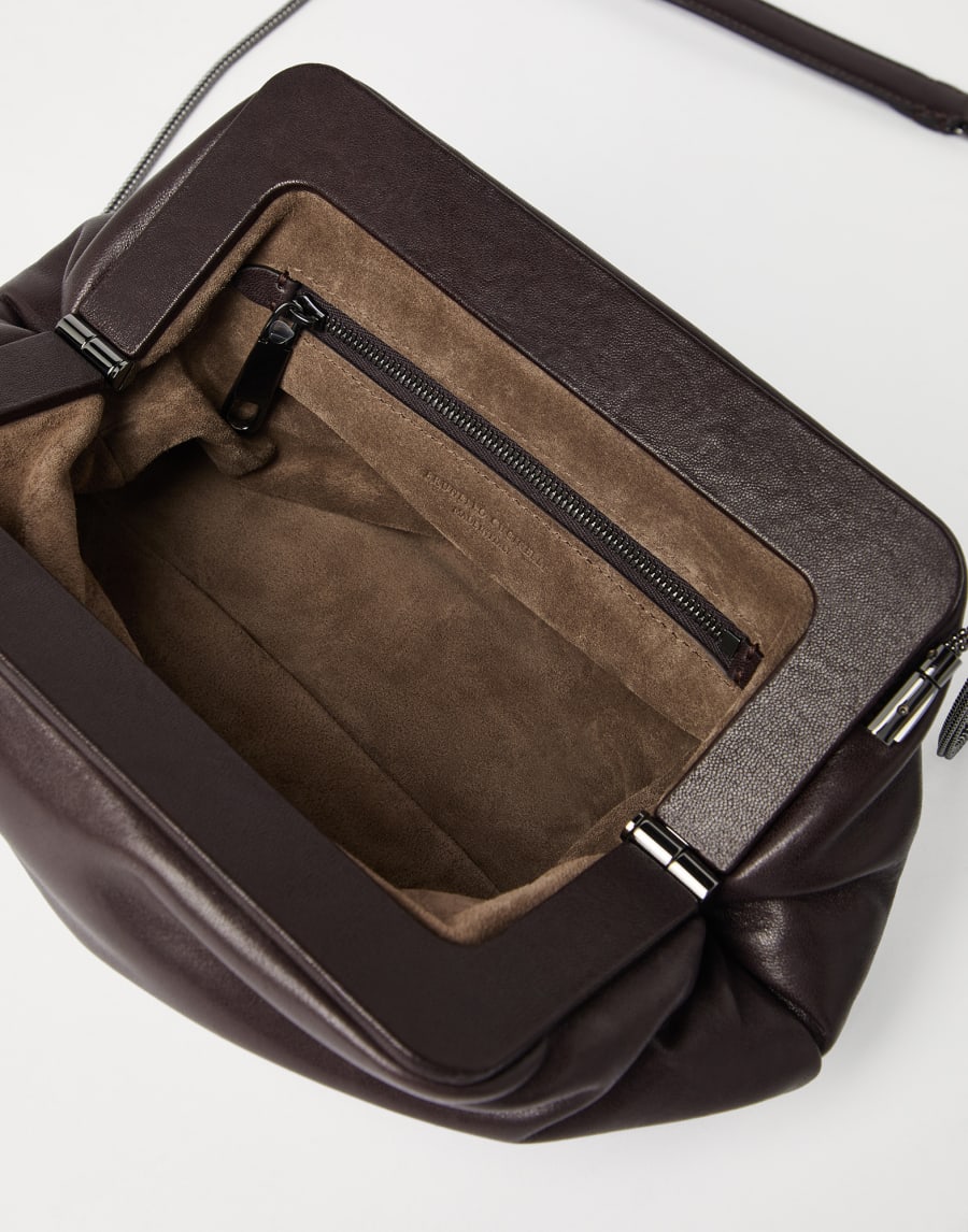 Sac pochette Eclipse en nappa brillant Brun Foncé Femme - Brunello Cucinelli