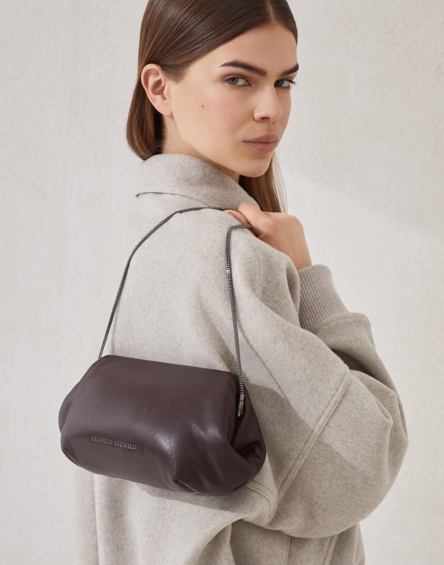 Сумка-клатч Eclipse из наппы Glossy Темный Шоколад Женщина - Brunello Cucinelli