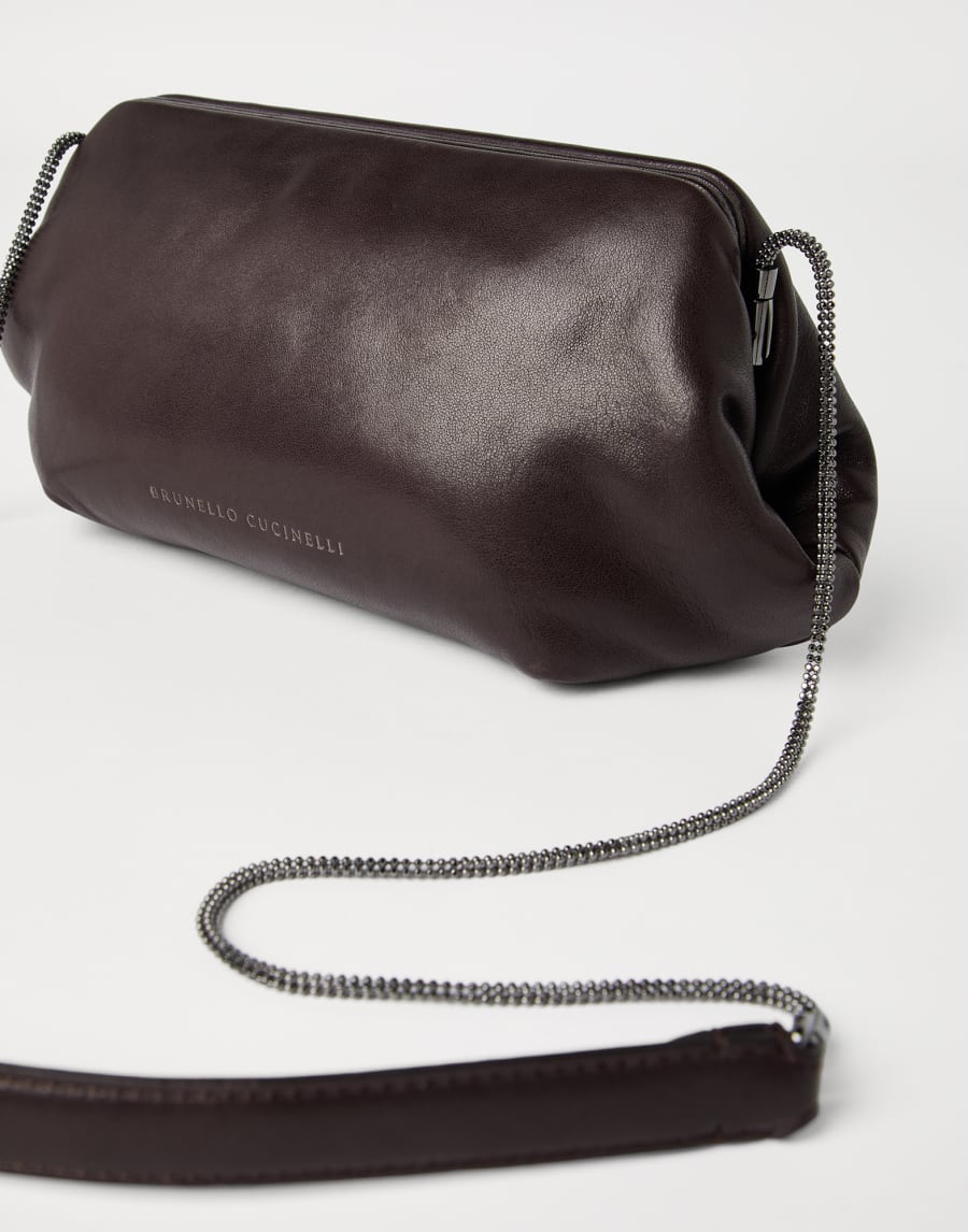 Sac pochette Eclipse en nappa brillant Brun Foncé Femme - Brunello Cucinelli